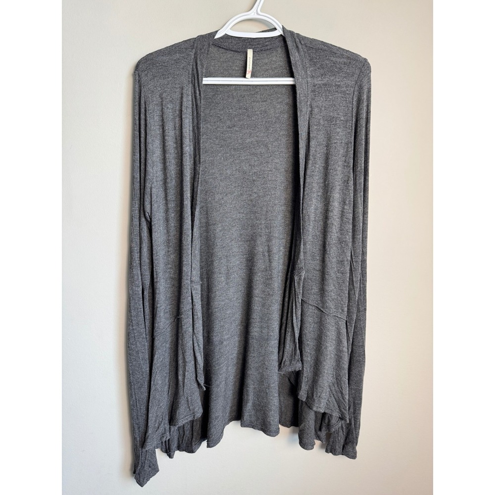 Olivia Moon Open Front Gray Cardigan Small Long Sleeve Soft Knit Minimalist Boho
